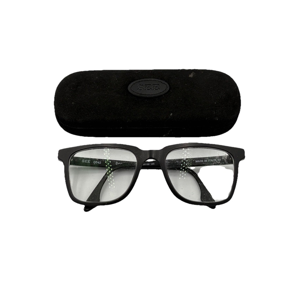 Men's  SEE EYEWEAR Eyeglass  Frames & Case Only BLACK 0542  Italy Frame 145
